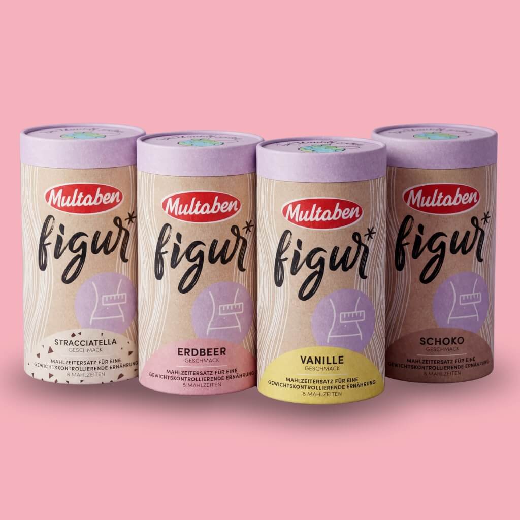 4x Figur Diät Shake Mahlzeitenersatz im Probierpaket mit 4 Shakes je 440g Proteinpulver