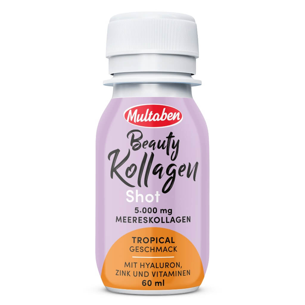 12x Multaben Beauty Kollagen Shot Tropical - Ideal für Haut, Haare & Nägel.